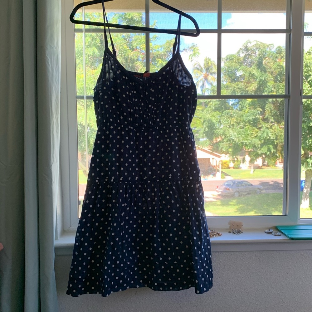Navy blue polka dot dress